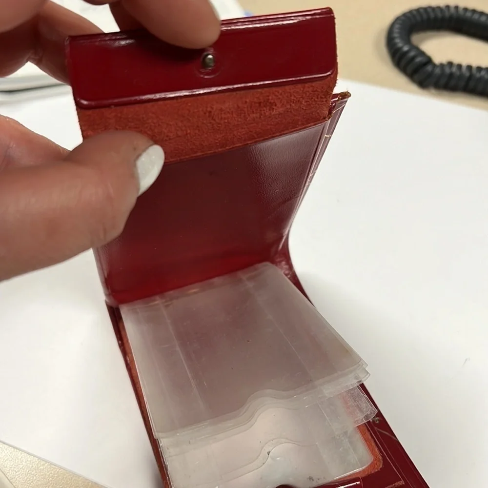 Vintage Red Leather Bifold Snap Wallet